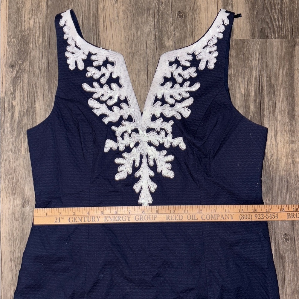$258 Lilly Pulitzer GABBY SHIFT DRESS True Navy Embellished BEADED SZ 10 - Picture 8 of 11